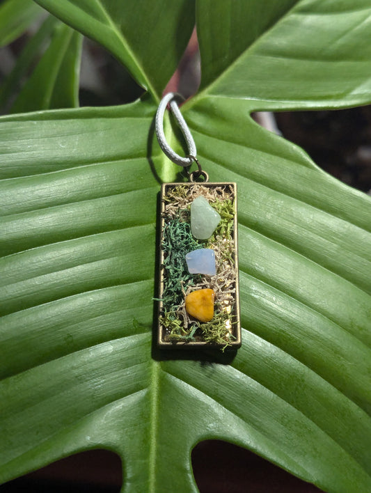 Moss and Gemstone Pendant