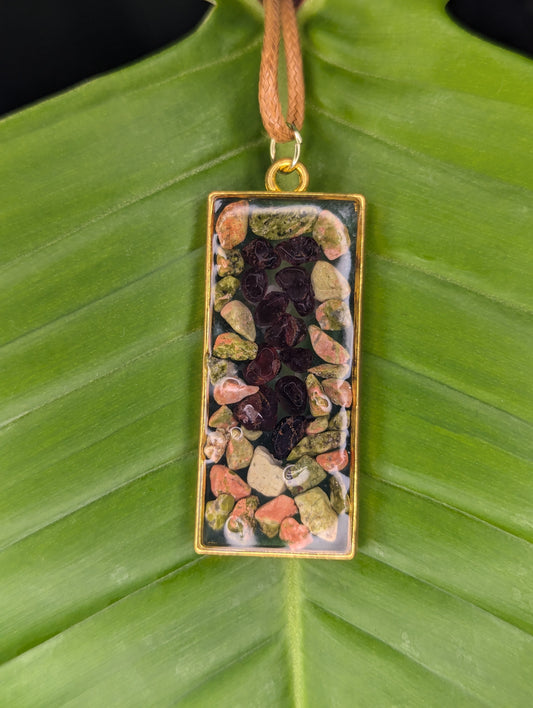 Garnet and Unakite Pendant